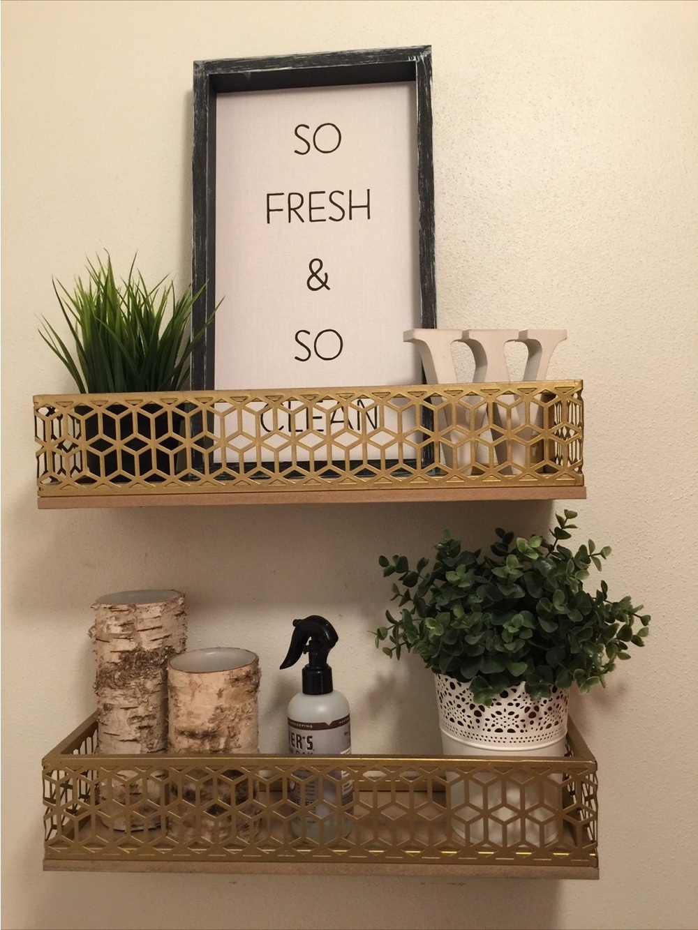 EUC Ashland Gold Decorative Metal Accent Shelves Boho Whimsy Elegant Anthro Home